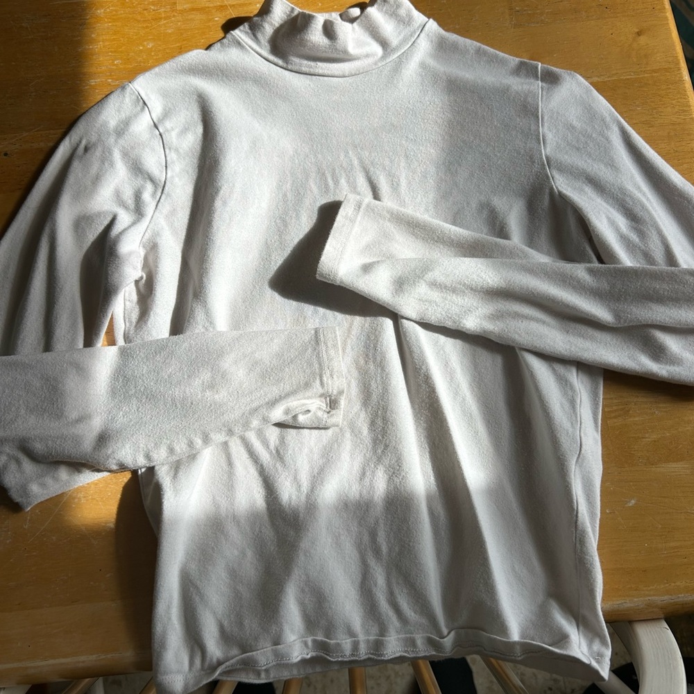 Hollister White Turtleneck Fitted Long Sleeve Tee